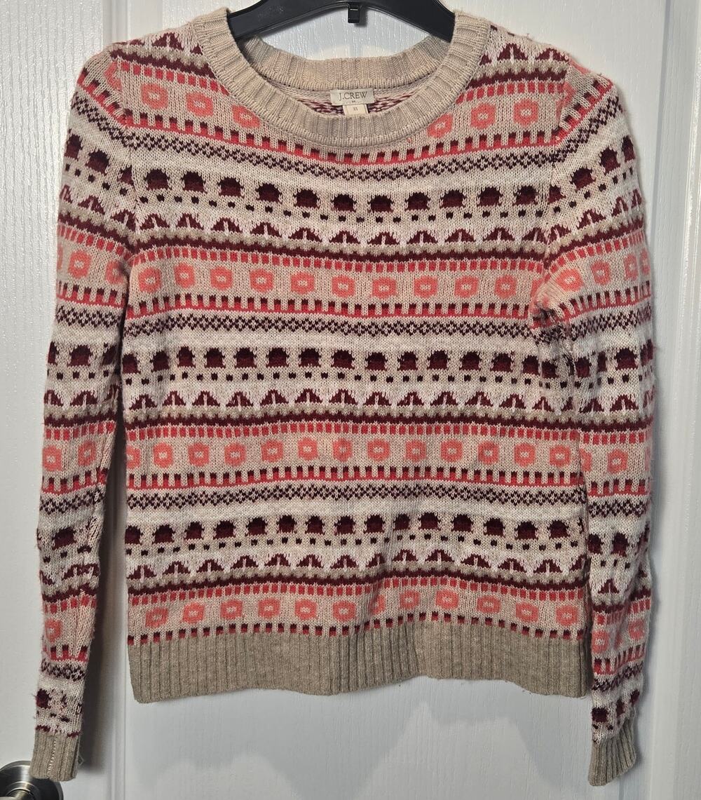 J. Crew Fair Isle striped sweater sz XS wool blend